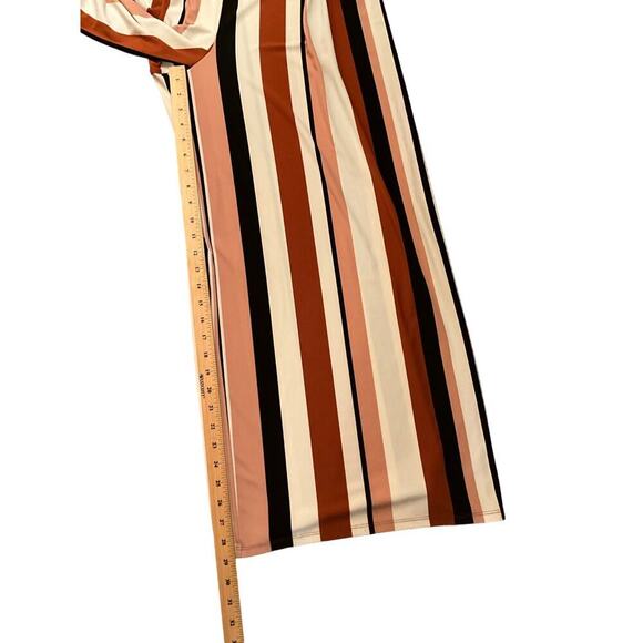 Bar III Wide Leg Pants Striped Elastic Waist Pull On Brown Black Womens Size L - Picture 4 of 4